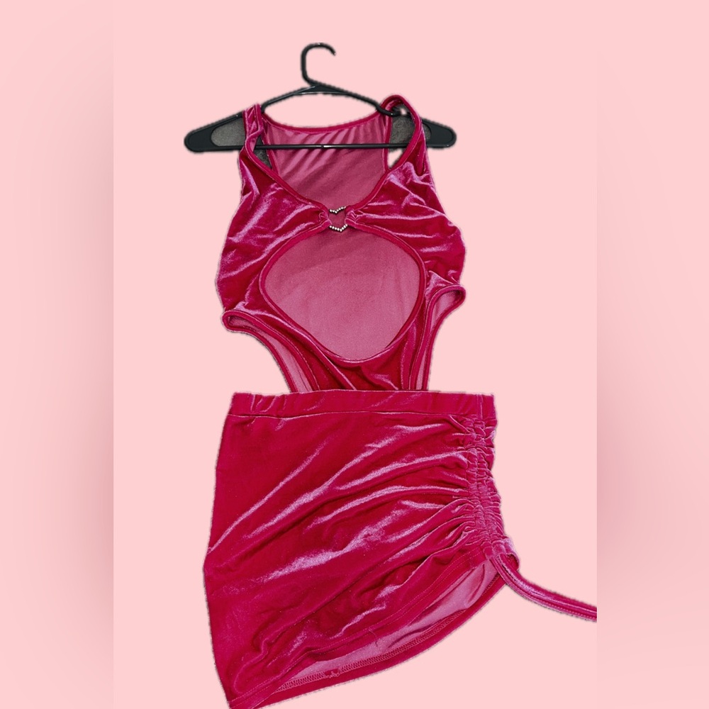 Vibrant Pink Velvet Dress
